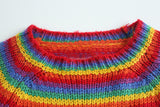 Women's Lazy Fashion Round Neck Rainbow Striped Pullover
