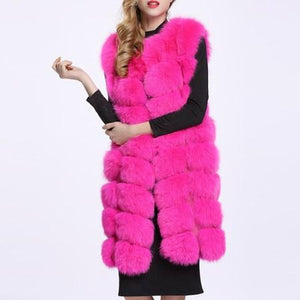 ZADORIN 90cm Luxury Women Faux Fur Jackets Sleeveless Slim Long Faux Fur Vest Gilet Furry Warm Winter Overcoat Women Plus Size