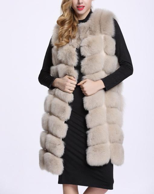 ZADORIN 90cm Luxury Women Faux Fur Jackets Sleeveless Slim Long Faux Fur Vest Gilet Furry Warm Winter Overcoat Women Plus Size