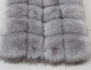 ZADORIN 90cm Luxury Women Faux Fur Jackets Sleeveless Slim Long Faux Fur Vest Gilet Furry Warm Winter Overcoat Women Plus Size