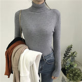 2019 Knitted Women high neck Sweater Pullovers Turtleneck Autumn Winter Basic Women Sweaters Slim Fit Black