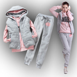 Women's sweatshirt vest pants 3 pieces