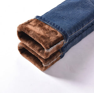 Women's Fleece Jeans  Relaxed Straight Leg Boyfriend Flannel Jean Pants Fleece Lined Stretch Warm Jeggings ouc641