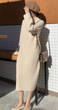 Women Winter basic Long Sweater Dress Turtleneck long sleeve Elegant solid color brief slim Knitted dresses pullovers