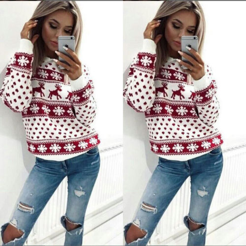 New Elegant Women Lady Sweats Jumper Sweater Pullover Tops Coat Christmas Winter