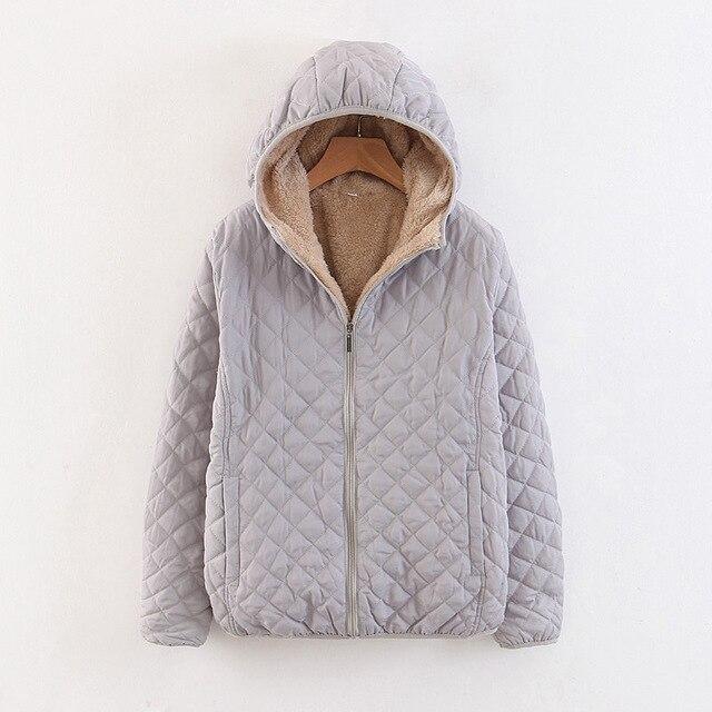 Women Autumn Winter Parkas Coat Jackets Female Lamb Hooded Plaid Long Sleeve Warm Winter Jacket Plus Size S~3XL casaco feminino