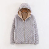 Women Autumn Winter Parkas Coat Jackets Female Lamb Hooded Plaid Long Sleeve Warm Winter Jacket Plus Size S~3XL casaco feminino