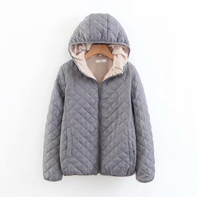 Women Autumn Winter Parkas Coat Jackets Female Lamb Hooded Plaid Long Sleeve Warm Winter Jacket Plus Size S~3XL casaco feminino