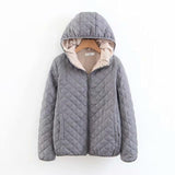 Women Autumn Winter Parkas Coat Jackets Female Lamb Hooded Plaid Long Sleeve Warm Winter Jacket Plus Size S~3XL casaco feminino