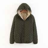 Women Autumn Winter Parkas Coat Jackets Female Lamb Hooded Plaid Long Sleeve Warm Winter Jacket Plus Size S~3XL casaco feminino