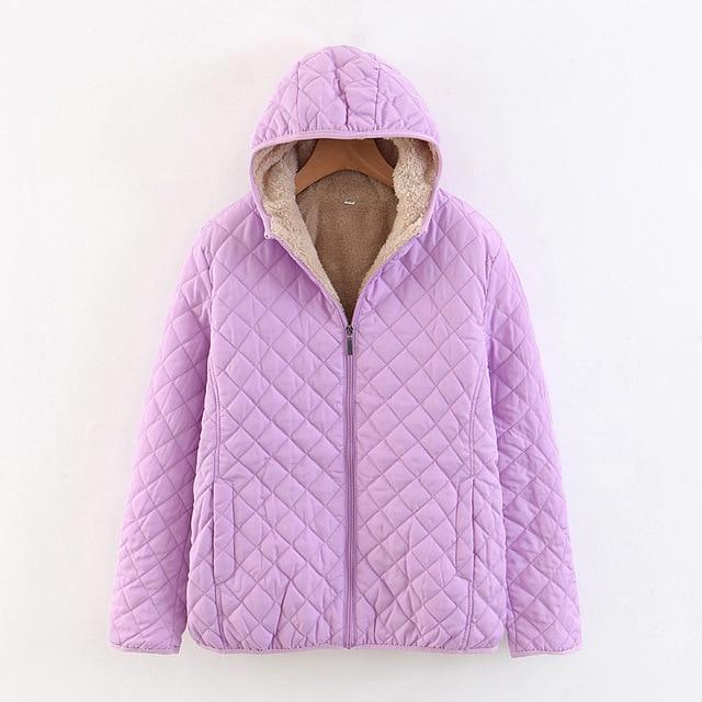 Women Autumn Winter Parkas Coat Jackets Female Lamb Hooded Plaid Long Sleeve Warm Winter Jacket Plus Size S~3XL casaco feminino
