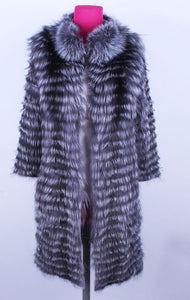 Linhaoshengyue  2018NEW HOT   fox fur long coat Wool  knit liner withstylish stand collar