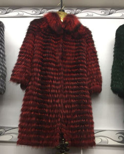 Linhaoshengyue  2018NEW HOT   fox fur long coat Wool  knit liner withstylish stand collar