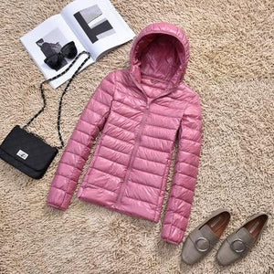 Woman Autumn winter Hooded Jacket high quality White Duck Down Coat Female Overcoat Ultra Light Solid Jackets Portable Parkas