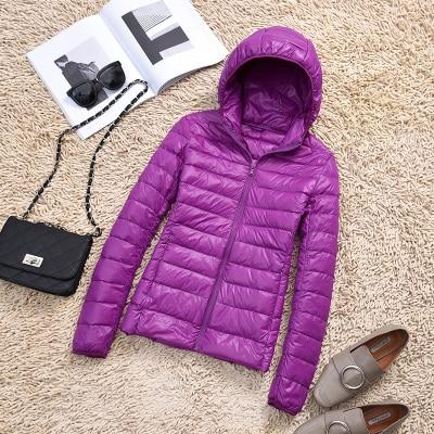 Woman Autumn winter Hooded Jacket high quality White Duck Down Coat Female Overcoat Ultra Light Solid Jackets Portable Parkas