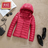 Woman Autumn winter Hooded Jacket high quality White Duck Down Coat Female Overcoat Ultra Light Solid Jackets Portable Parkas