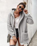 Faux Fur Coat Women Jacket Coat Women Pockets Hooded Autumn Winter Plush Warm Thick Teddy Coat Female Casual Overcoat
