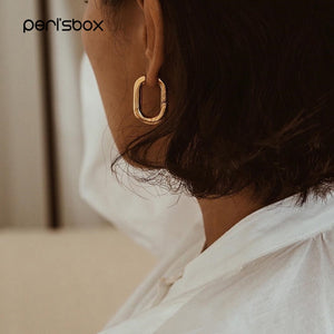 French Gold Chic O Shaped Minimal Hoop Earrings