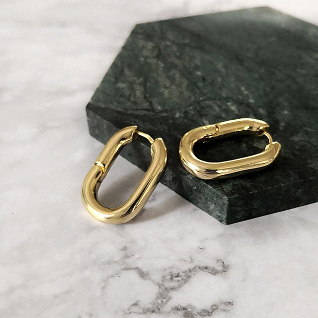 French Gold Chic O Shaped Minimal Hoop Earrings