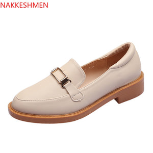 women's retro leather loaferflate shoes