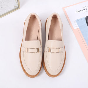 women's retro leather loaferflate shoes