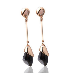 Geometric Crystal Gold Color Water Drop Earrings