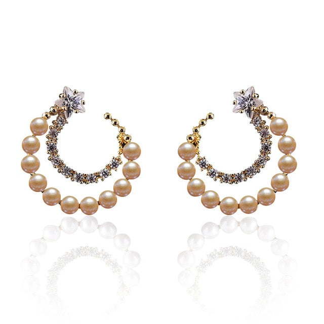 Geometric Crystal Gold Color Water Drop Earrings