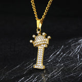 Zircon Crown Initials Alphabet Necklace Bubble Letter Chain Necklaces