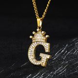 Zircon Crown Initials Alphabet Necklace Bubble Letter Chain Necklaces