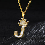 Zircon Crown Initials Alphabet Necklace Bubble Letter Chain Necklaces