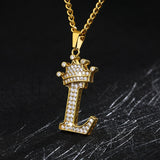 Zircon Crown Initials Alphabet Necklace Bubble Letter Chain Necklaces