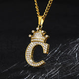 Zircon Crown Initials Alphabet Necklace Bubble Letter Chain Necklaces