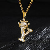 Zircon Crown Initials Alphabet Necklace Bubble Letter Chain Necklaces