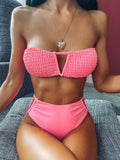 Sexy Bandeau V-Neck Bikini Swimsuit