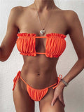 Sexy Bandeau V-Neck Bikini Swimsuit