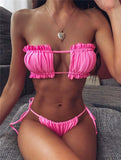 Sexy Bandeau V-Neck Bikini Swimsuit