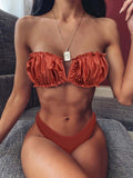 Sexy Bandeau V-Neck Bikini Swimsuit