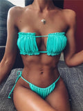 Sexy Bandeau V-Neck Bikini Swimsuit