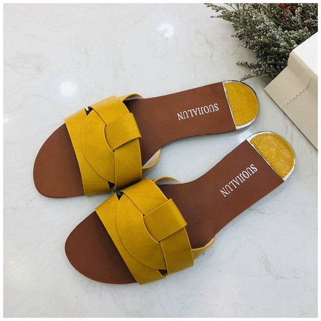 Women Summer Beach Slides Flip Flops Outdoor Flat Slipper