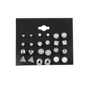 Women's Geometric Crystal Heart Stud Earrings