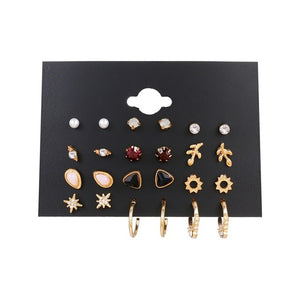 Women's Geometric Crystal Heart Stud Earrings