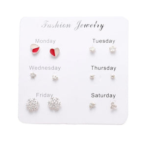 Women's Geometric Crystal Heart Stud Earrings