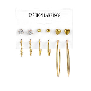 Women's Geometric Crystal Heart Stud Earrings