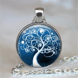 Tree Of Life Glass Cabochon Statement Necklace & Pendant Jewelry