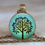 Tree Of Life Glass Cabochon Statement Necklace & Pendant Jewelry