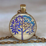 Tree Of Life Glass Cabochon Statement Necklace & Pendant Jewelry