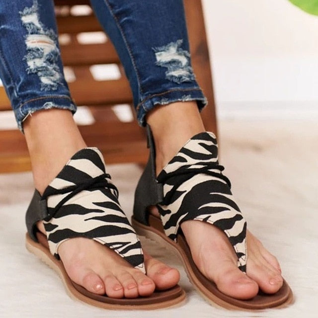 2020 Top seller - Women sandals Leopard Pattern Large Size Rome Sandals Women's Anti-slip Hot Selling Wedges Summer shoes