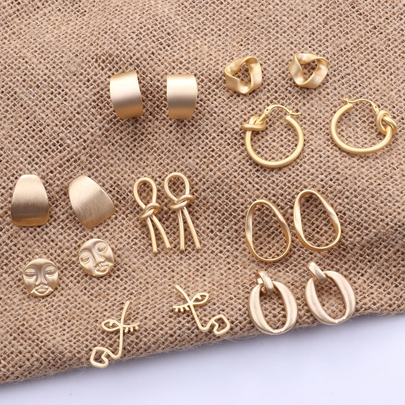 Gold Color Stud Earring Simple Geometric Earnings