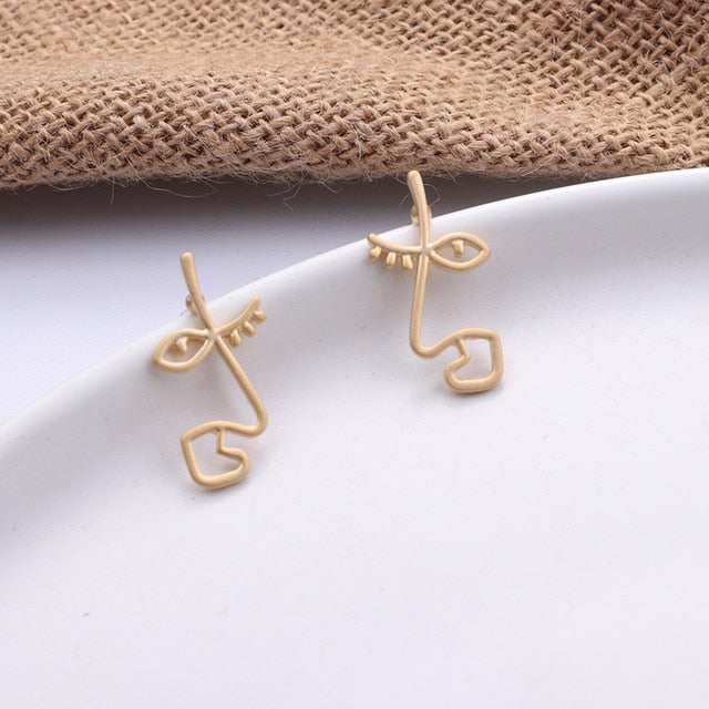 Gold Color Stud Earring Simple Geometric Earnings