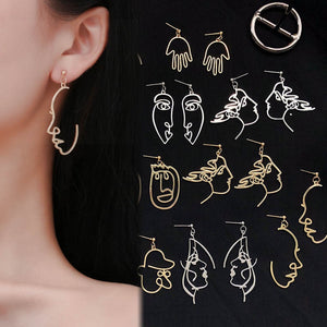 Punk Human Face Drop Retro Abstract Earrings For Women
